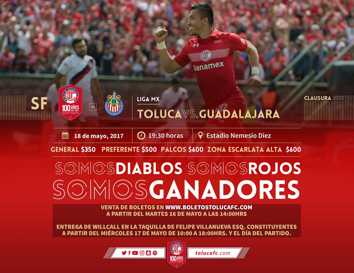Precios boletos Toluca vs Chivas semifinal clausura 2017